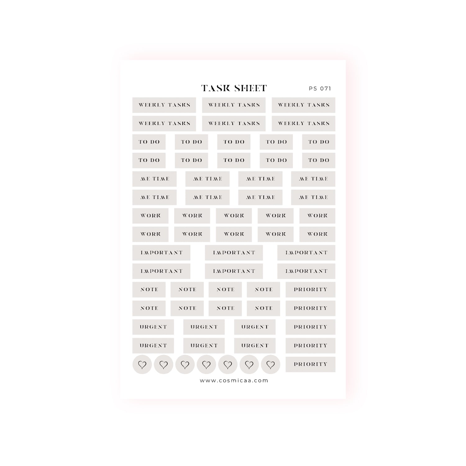 Task sheet - Planner Stickers