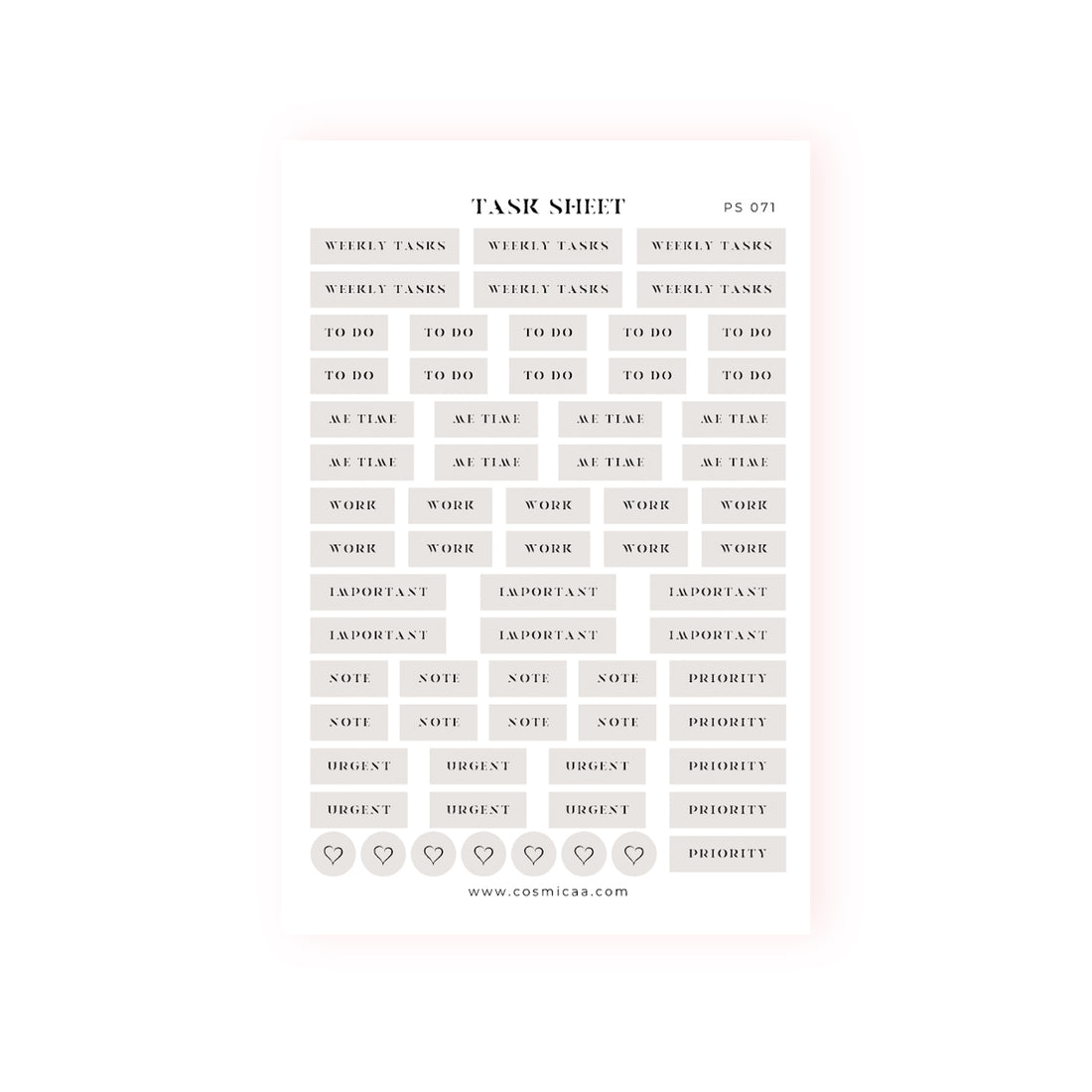 Task sheet - Planner Stickers