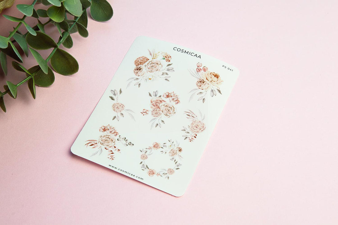 Beige Flowers - Planner stickers - Cosmicaa