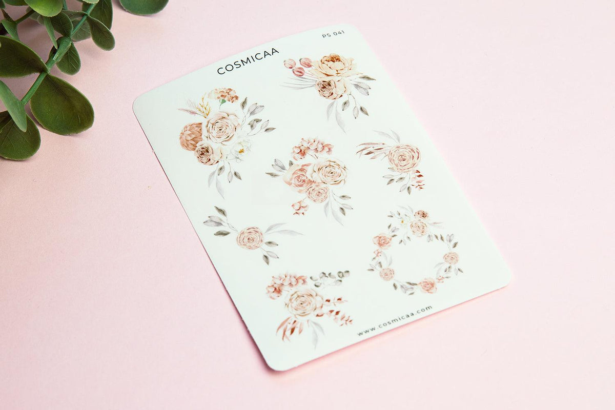 Beige Flowers - Planner stickers - Cosmicaa
