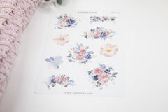 Blue and Pink Flowers - Planner stickers