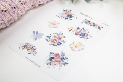 Blue and Pink Flowers - Planner stickers