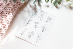 Line Art Flowers - Planner Stickers
