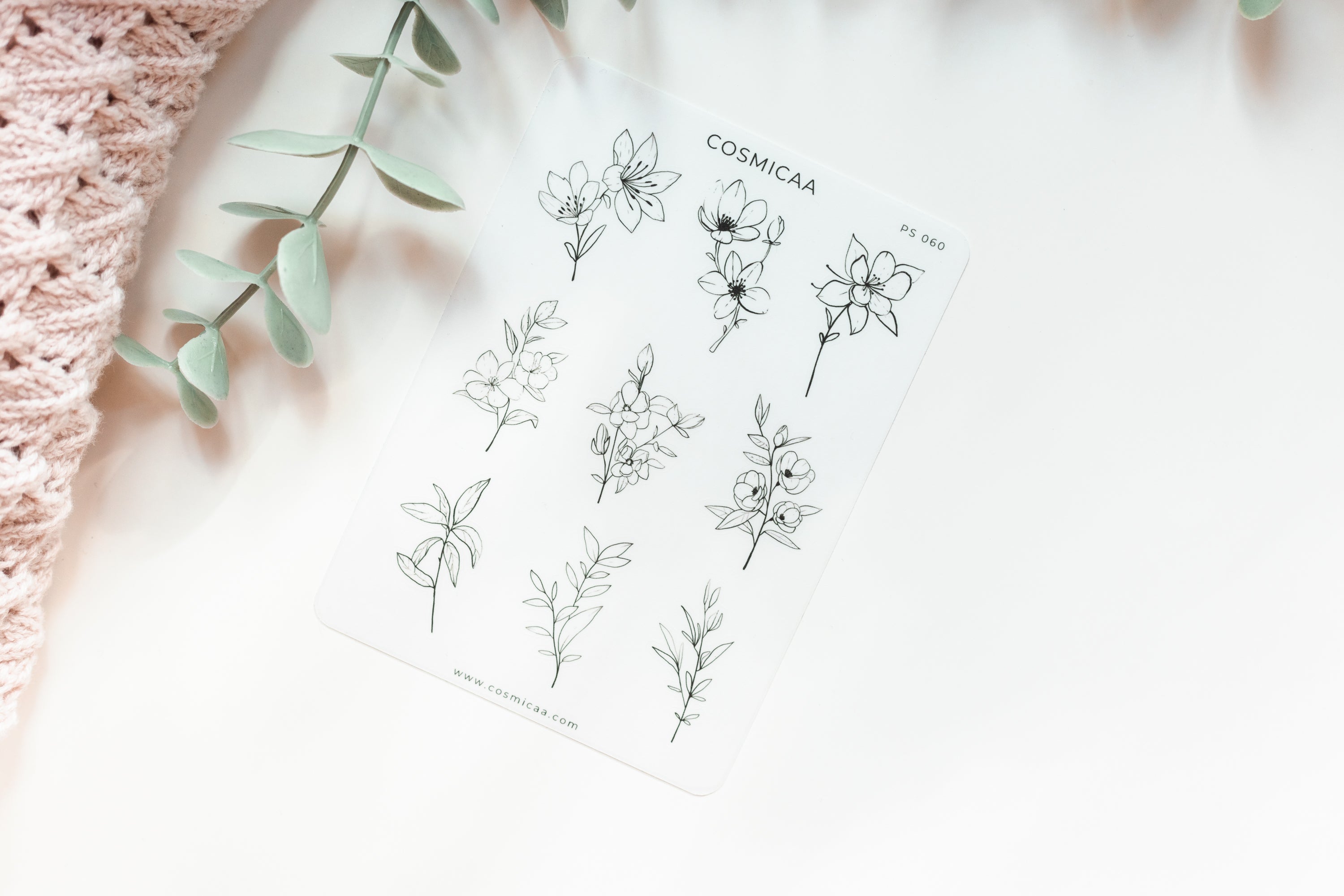 Line Art Flowers - Planner Stickers