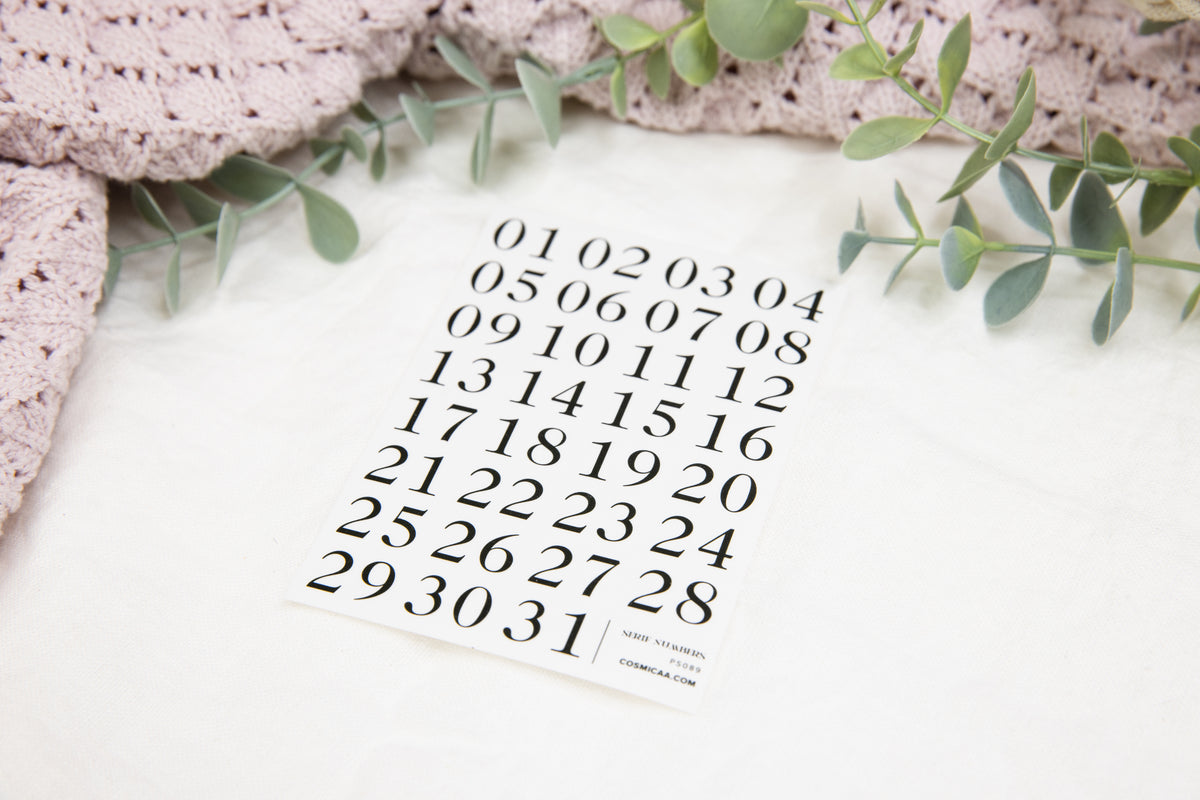 Serif Numbers - Planner stickers